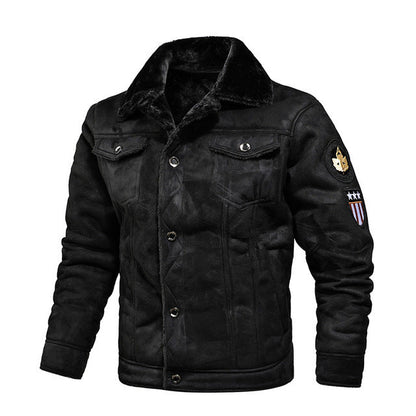Men's Leather Jacket Warm Winter Sherpa Lined