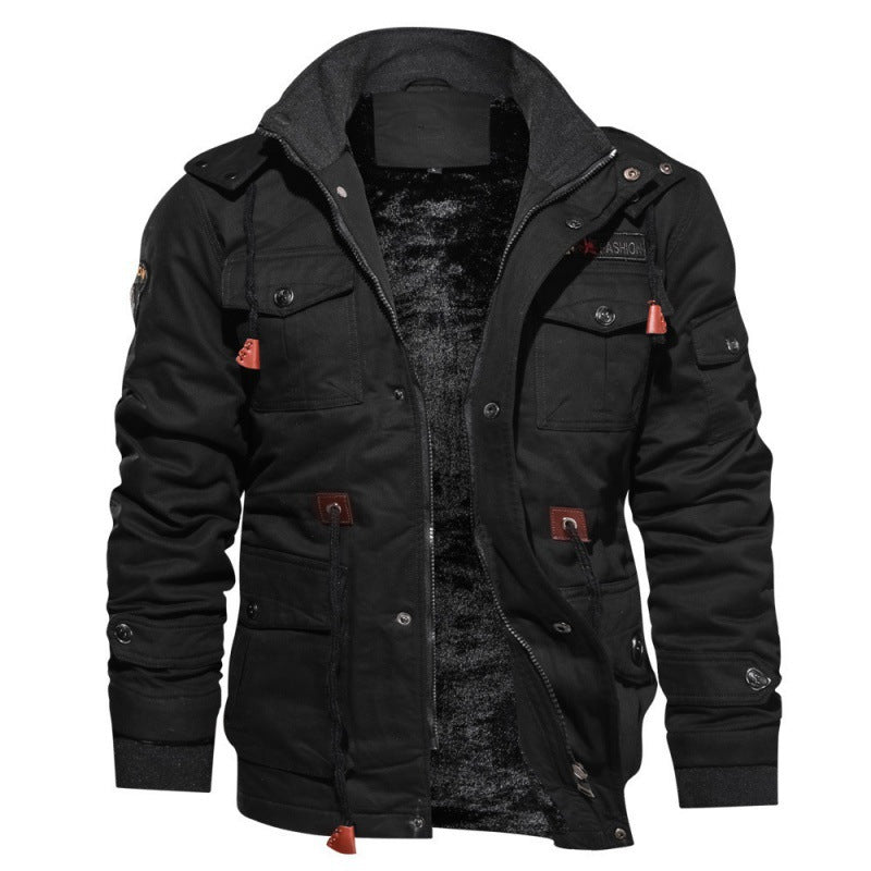 Herren Winterjacke Fleece gefüttert Cargo Style - IdealeKleiden