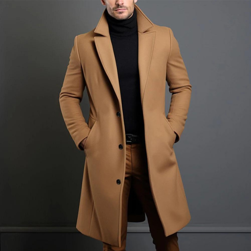 Men's Long Elegant Wool Winter Coat