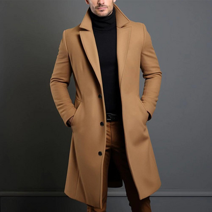 Men's Long Elegant Wool Winter Coat