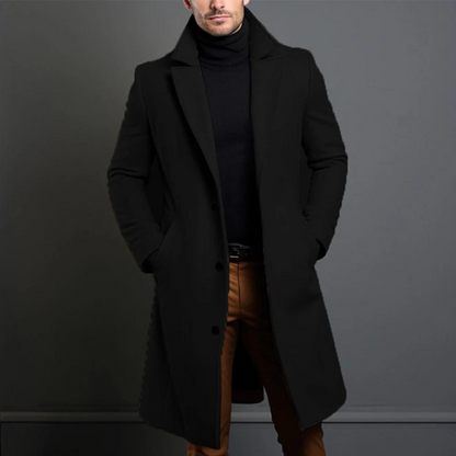 Herren Wintermantel Lang Elegant Woll - IdealeKleiden