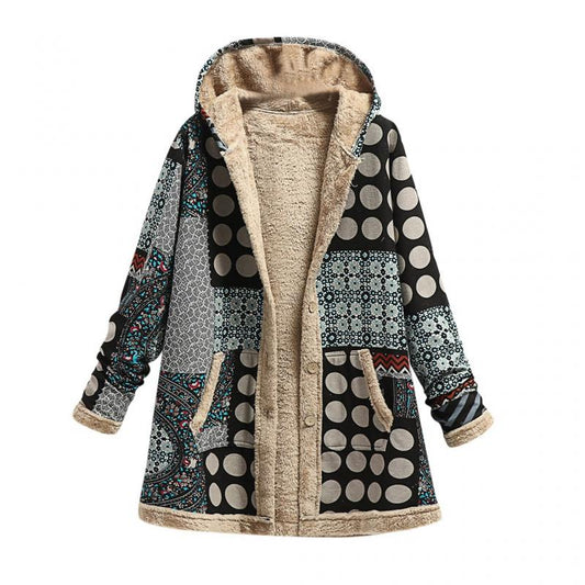 Dicke Fleece-Jacke Warm Bedruckt Damen - IdealeKleiden