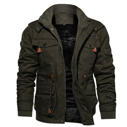 Men's Winter Jacket Fleece Warm Cargo Jacket