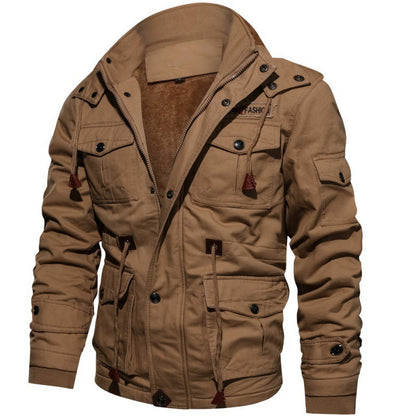 Men's Winter Jacket Fleece Warm Cargo Jacket