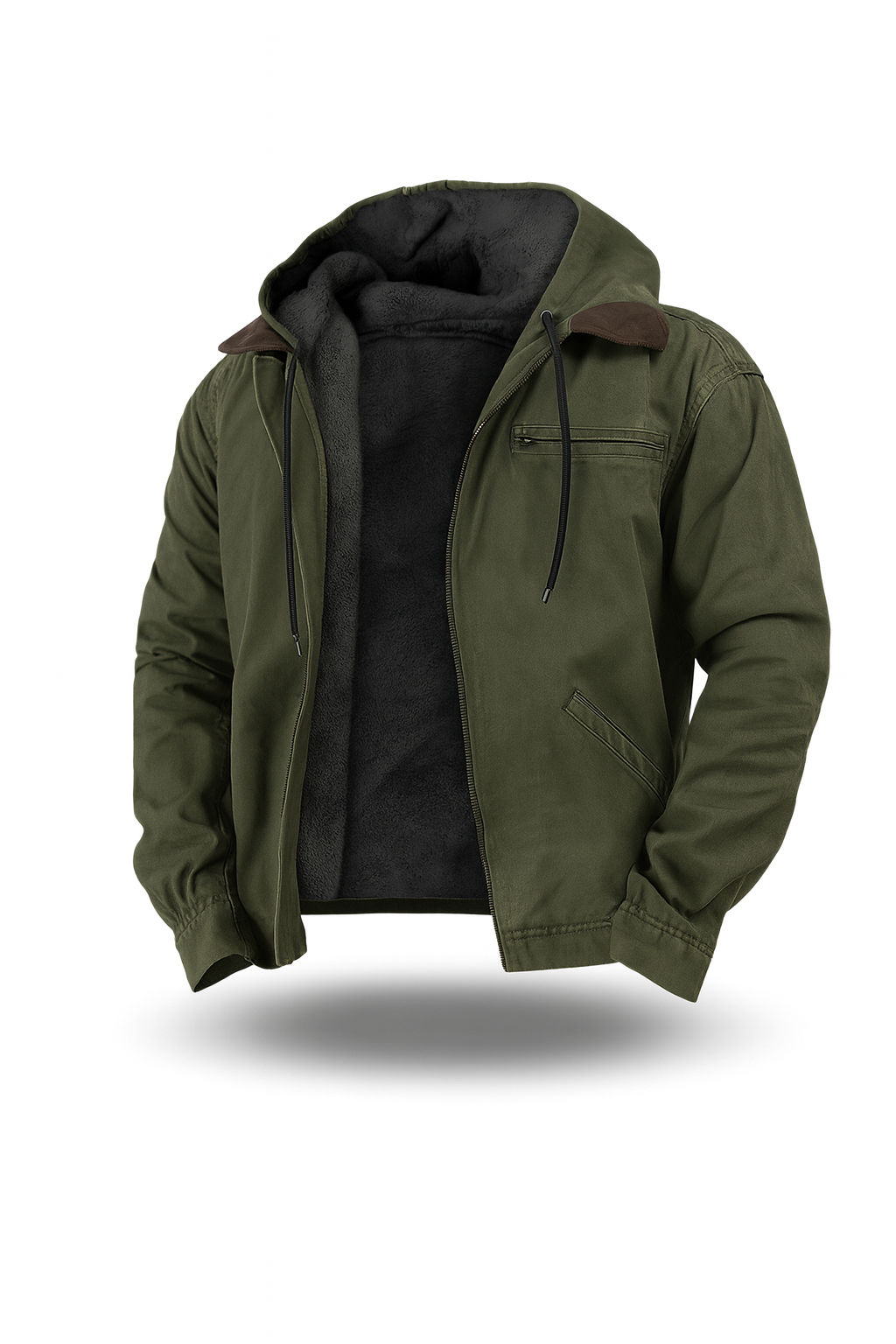 Men's Winter Jacket Fleece Hood Warm