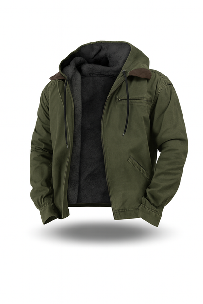 Men's Winter Jacket Fleece Hood Warm