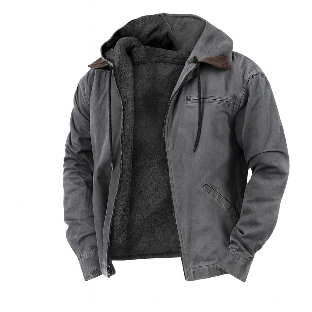 Men's Winter Jacket Fleece Hood Warm