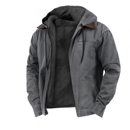 Men's Winter Jacket Fleece Hood Warm