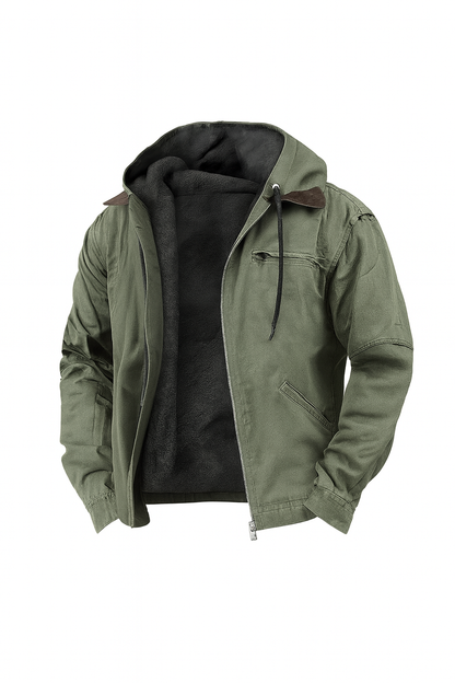 Men's Winter Jacket Fleece Hood Warm