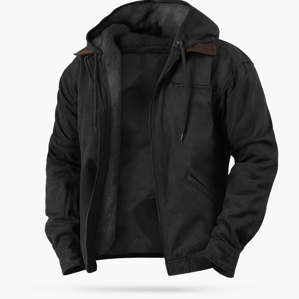 Men's Winter Jacket Fleece Hood Warm