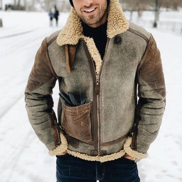 Herren Lederjacke Warm Fleece Isolierung - IdealeKleiden