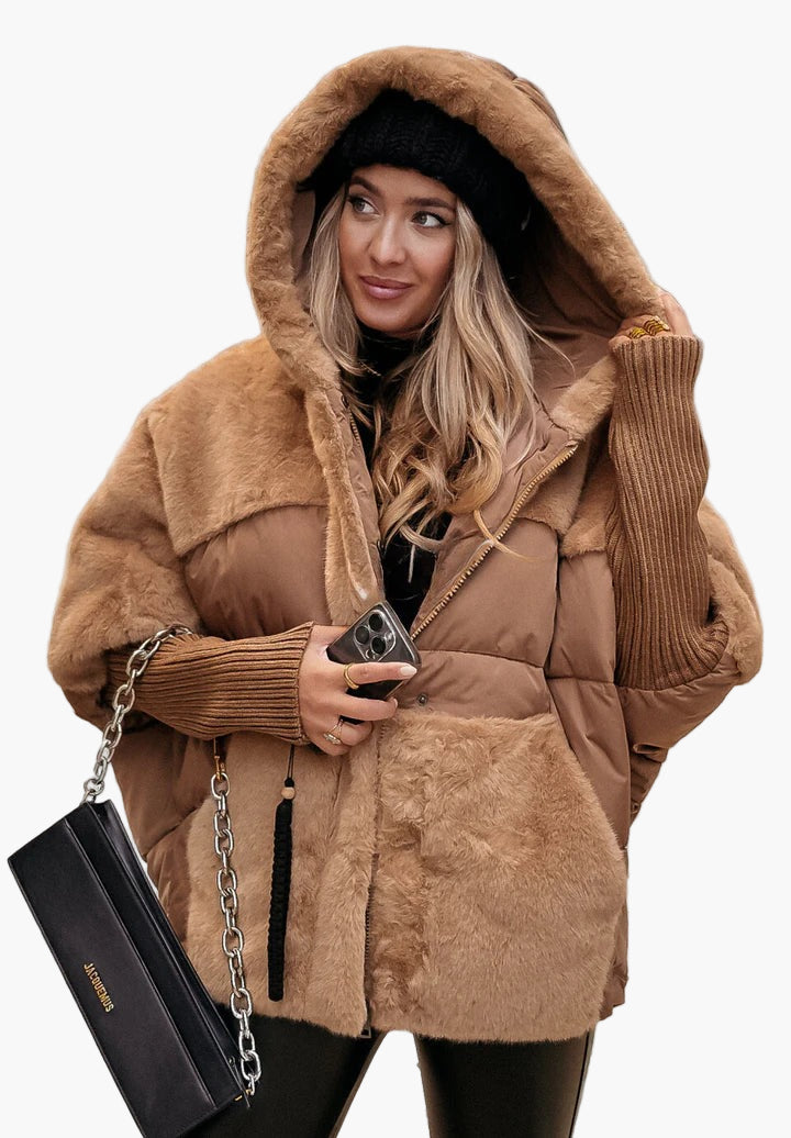 Women's Winter Jacket Teddy Fleece Hood Warm