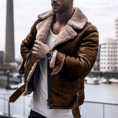 Men's Leather Jacket Winter Biker Style