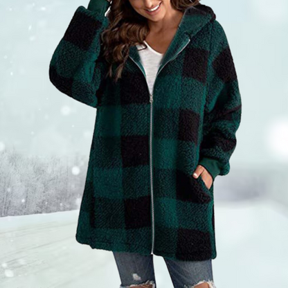 Karierte Winterjacke mit Kapuze