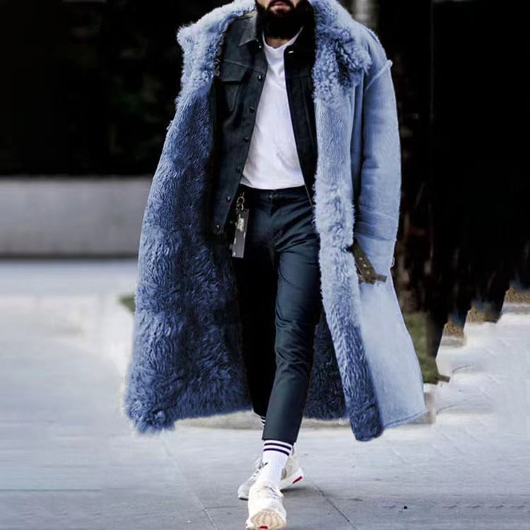 Men's Long Warm Faux Fur Winter Coat
