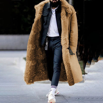 Men's Long Warm Faux Fur Winter Coat
