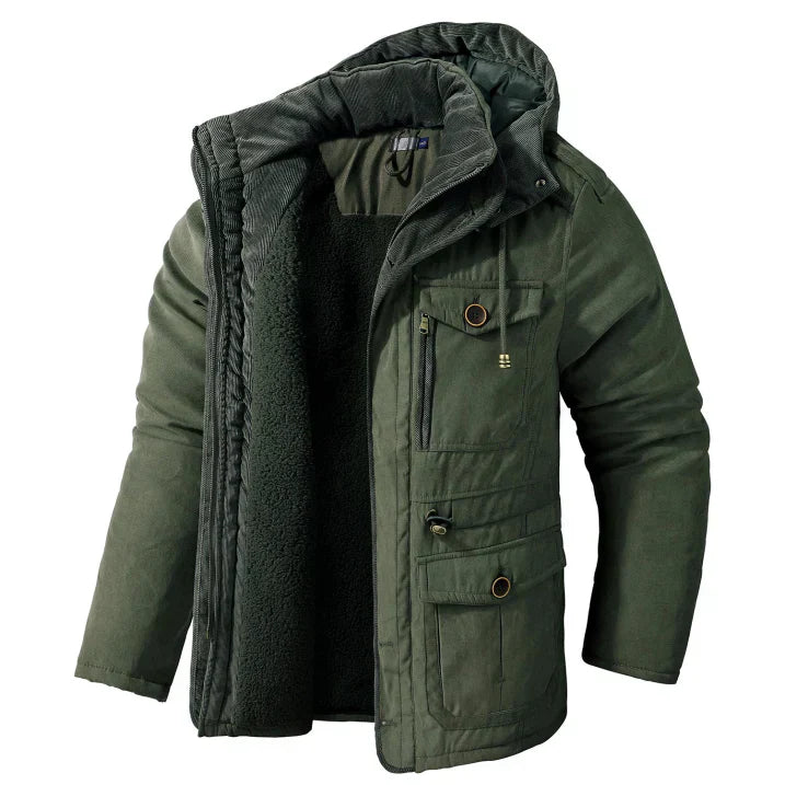Men's Winter Parka Fleece Hood Outdoor Jacket