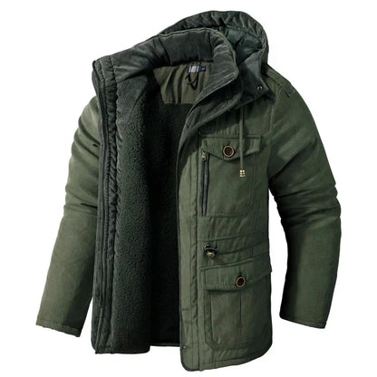 Men's Winter Parka Fleece Hood Outdoor Jacket