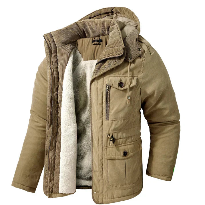 Men's Winter Parka Fleece Hood Outdoor Jacket