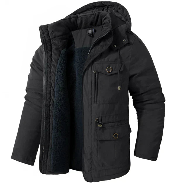 Men's Winter Parka Fleece Hood Outdoor Jacket