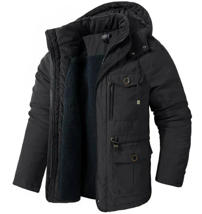 Men's Winter Parka Fleece Hood Outdoor Jacket