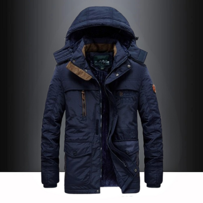 Men's Warm Winter Jacket with Hood Fleece
