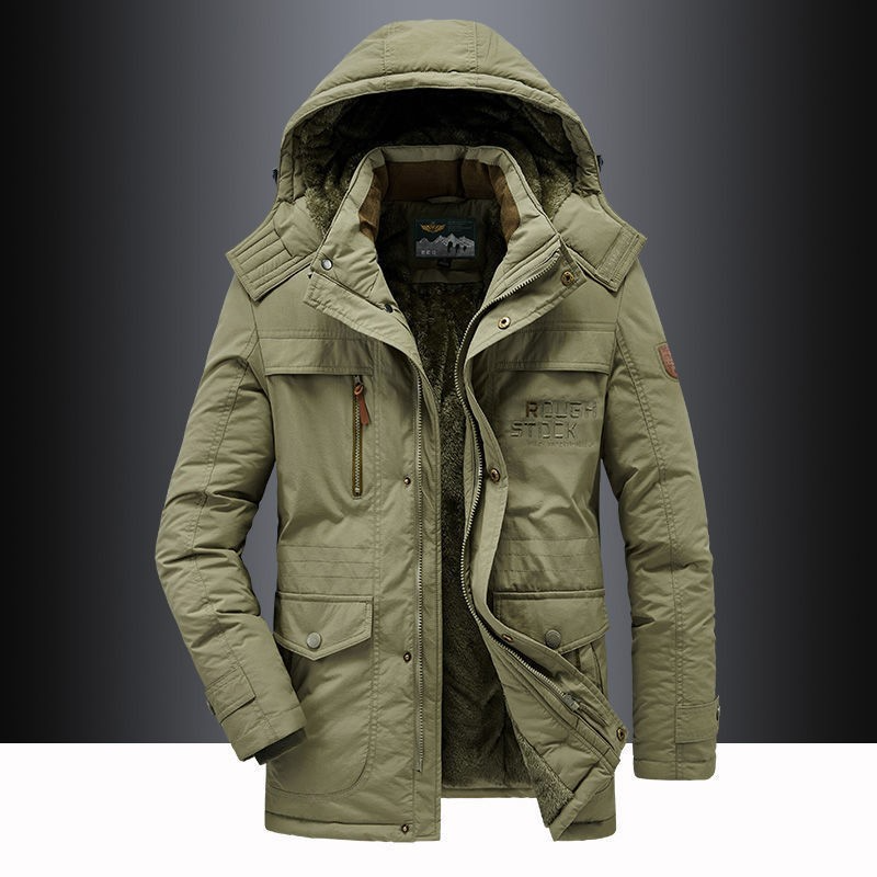 Men's Warm Winter Jacket with Hood Fleece