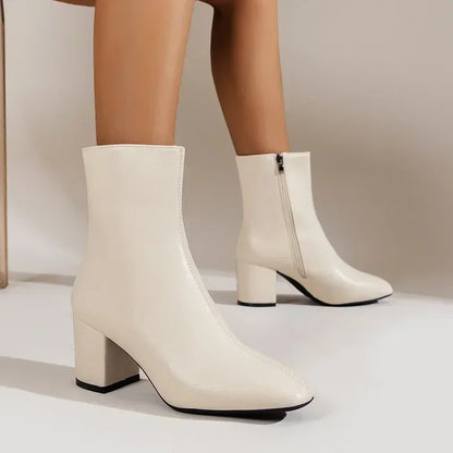 Elegant Ankle Boots Women Narrow Toe Robust