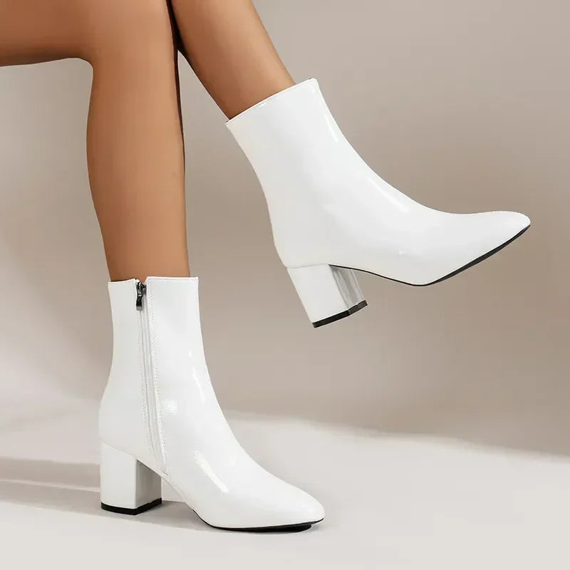 Elegant Ankle Boots Women Narrow Toe Robust