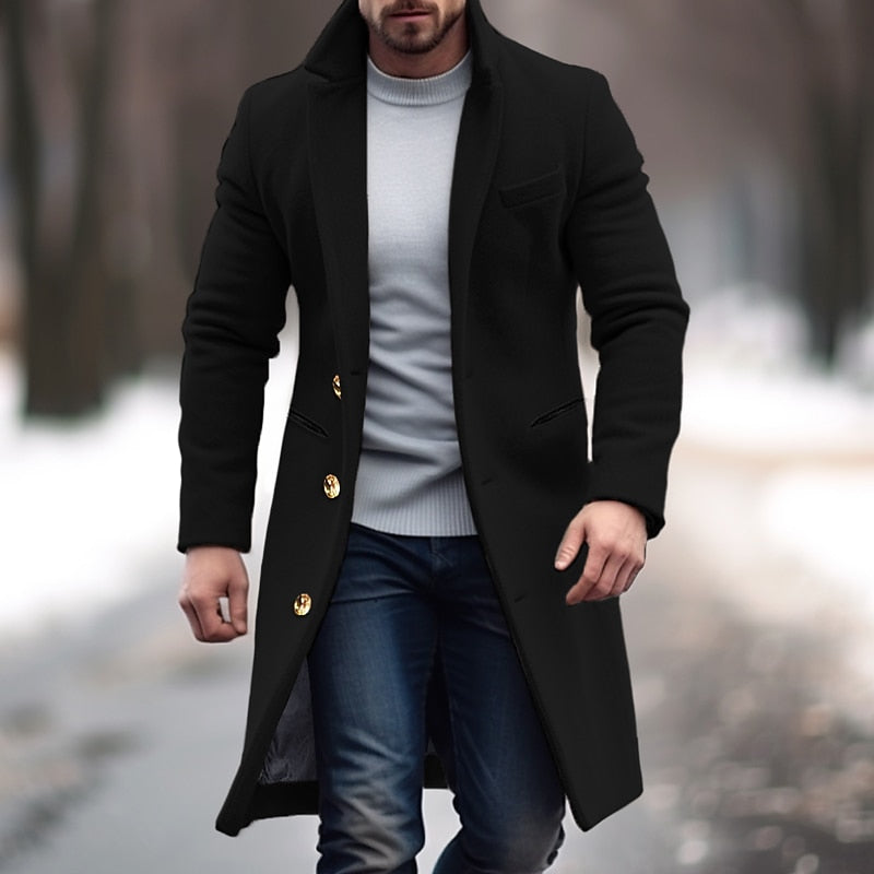 Men's Long Trench Coat Elegant Winter Coat