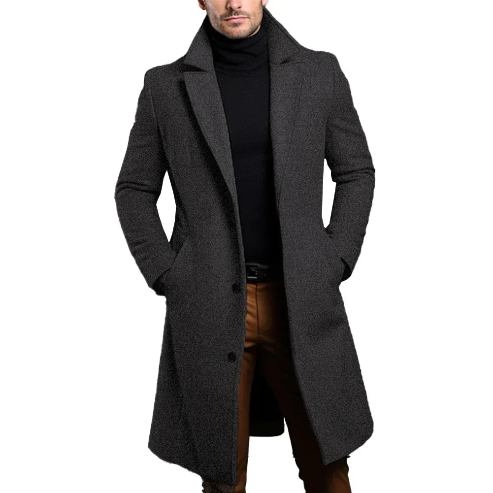 Men's Elegant Wool Trench Coat Winter