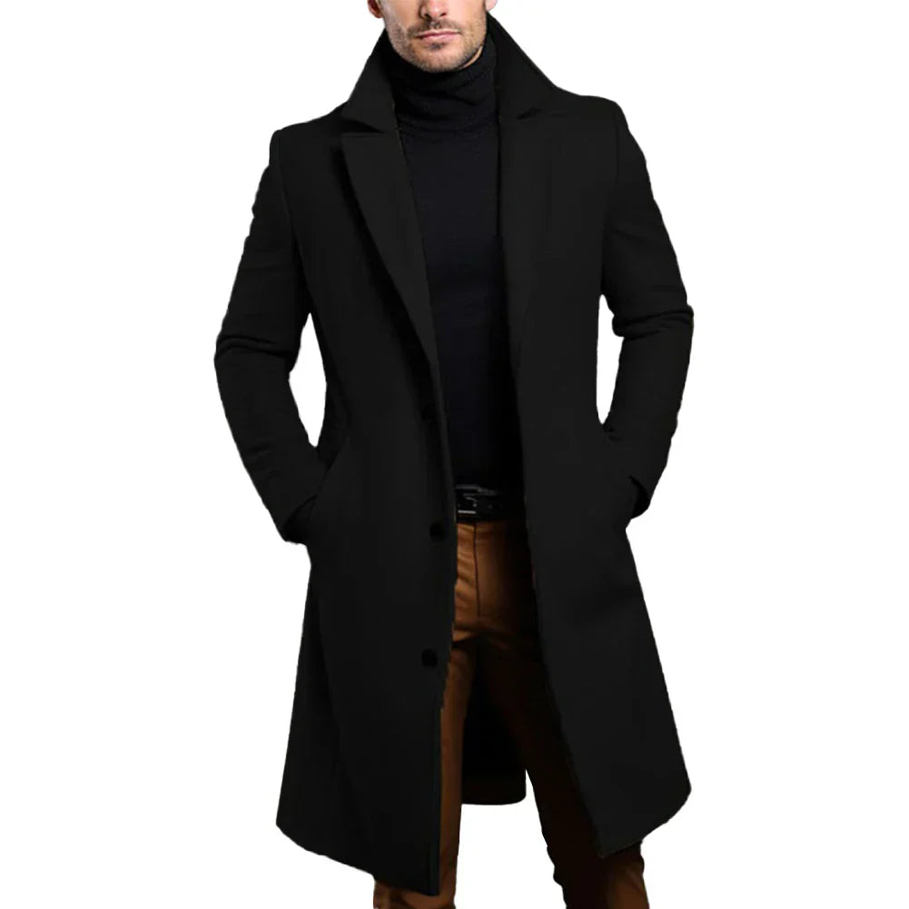 Men's Elegant Wool Trench Coat Winter