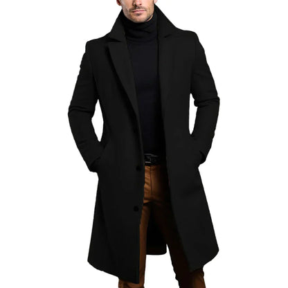 Men's Elegant Wool Trench Coat Winter