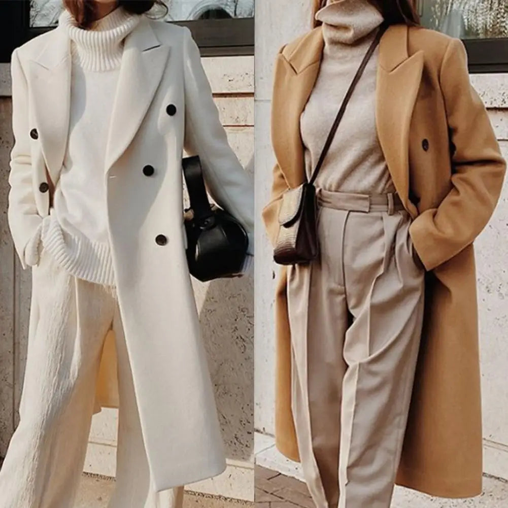 Damen Wintermantel Doppelfeldjacke Lang - IdealeKleiden