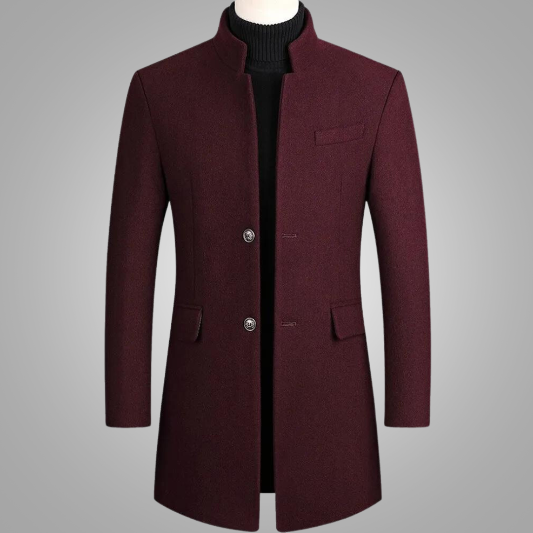 Men's Wool Coat Mid-Length Black