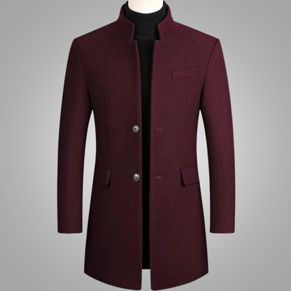 Men's Wool Coat Mid-Length Black