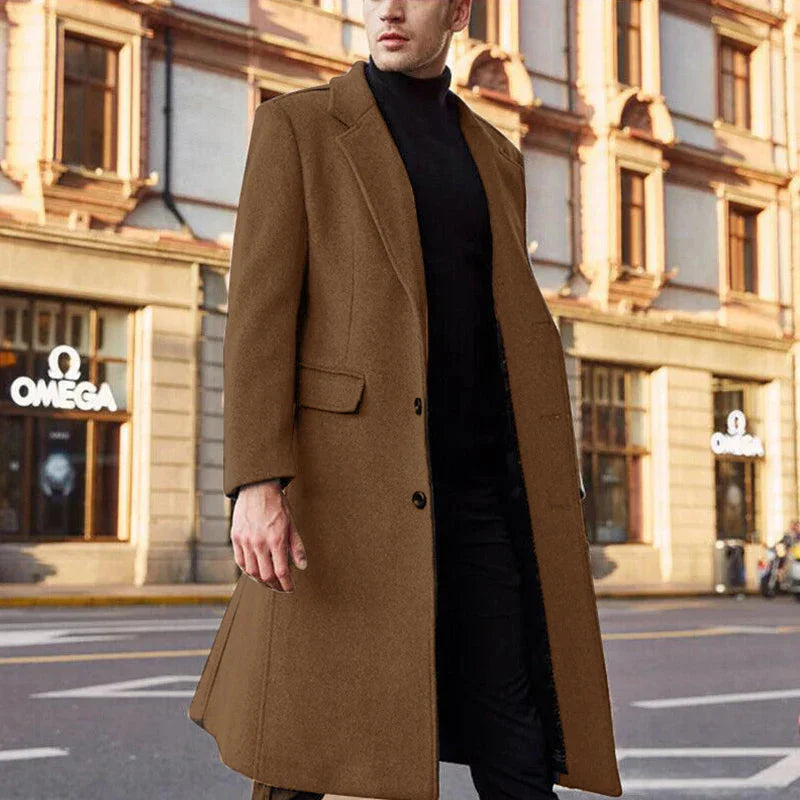 Men's Long Elegant Wool Winter Coat