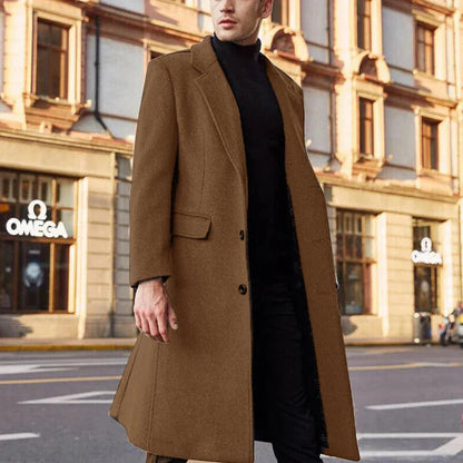 Men's Long Elegant Wool Winter Coat