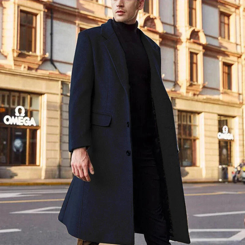 Men's Long Elegant Wool Winter Coat