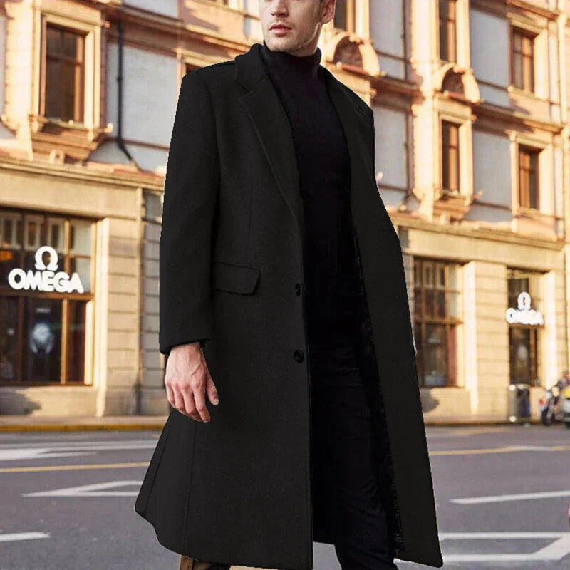 Herren Wollmantel Lang Elegant Winter - IdealeKleiden