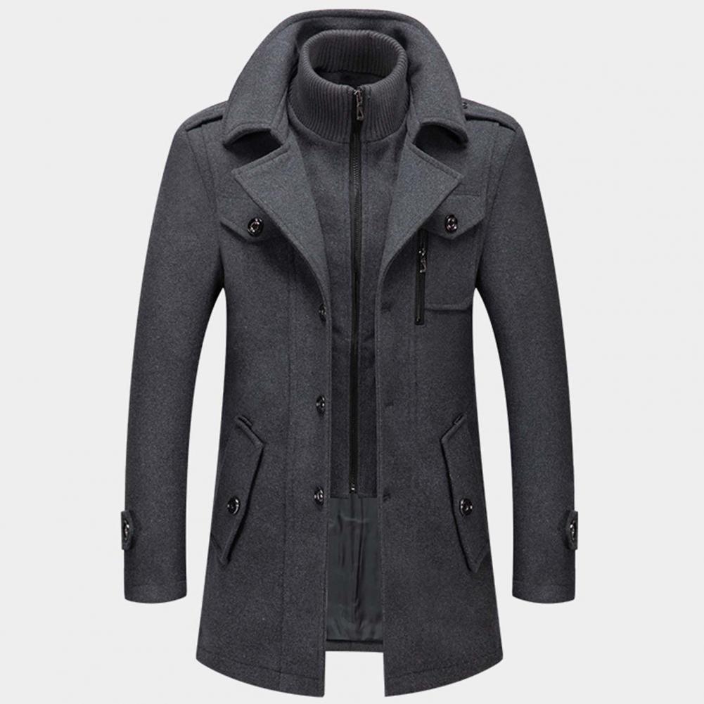 Men's Wool Jacket Warm Mid-Length Winter