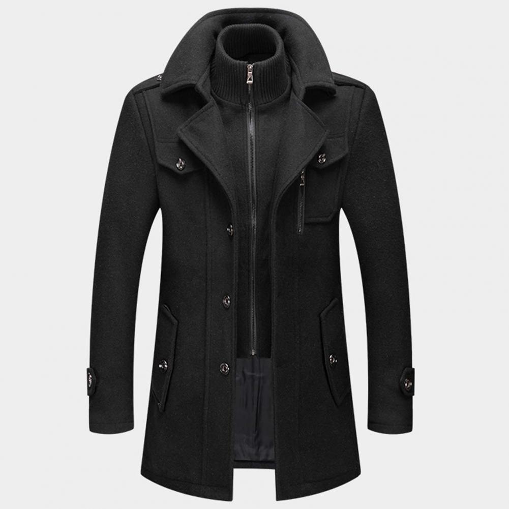 Men's Wool Jacket Warm Mid-Length Winter