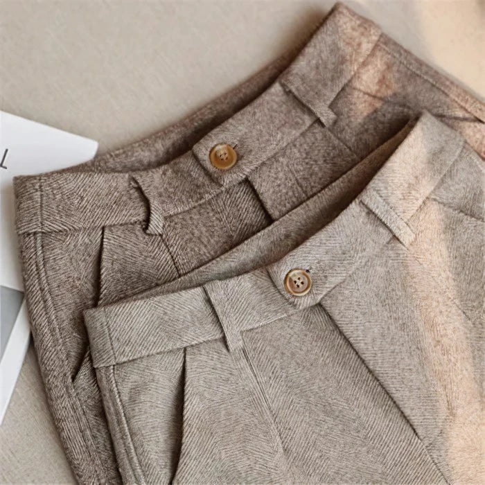 Men's Slim Fit Herringbone Wool Blend Trousers