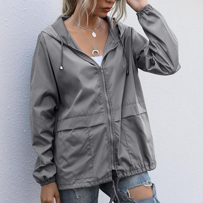 Wasserdichte Sommerjacke Kapuze Sportlich - IdealeKleiden