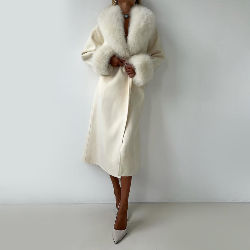 Damen Wintermantel Wollmix Elegant Mit Gürtel