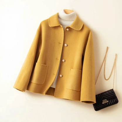 Stylish Wool Coat Round Neck Women