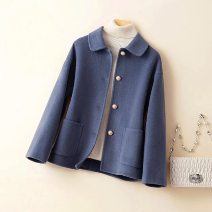 Stylish Wool Coat Round Neck Women