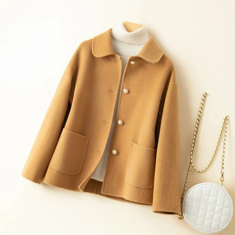 Casual Winter Coat Button Closure Round Neck