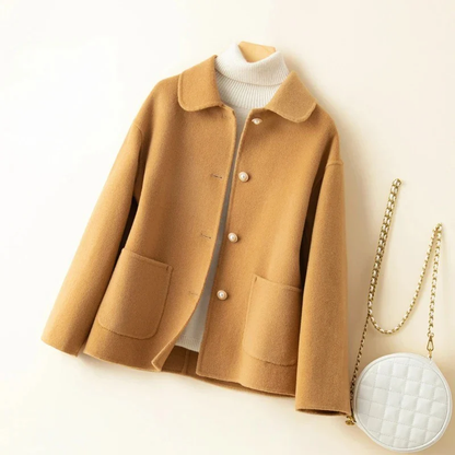 Casual Winter Coat Button Closure Round Neck