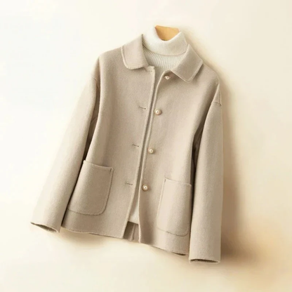 Casual Winter Coat Button Closure Round Neck